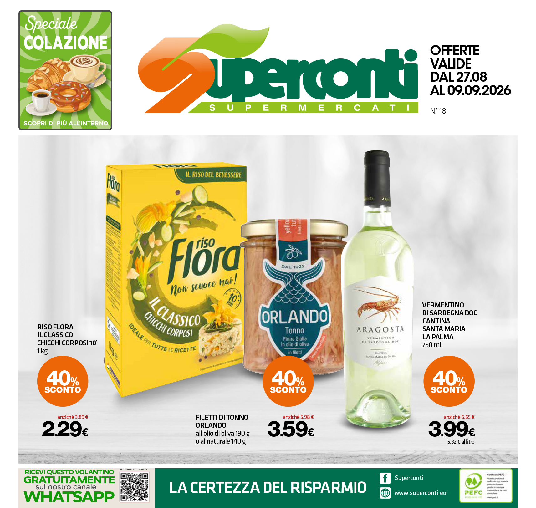 Copertina del volantino Volantino Superconti Umbria, Marche e Rieti dal 27 agosto al 9 settembre